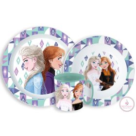   Disney Jégvarázs Ice Magic étkészlet, micro műanyag szett bögrével 350 ml