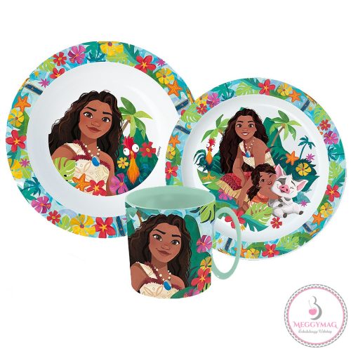 Disney Vaiana Lagoon étkészlet, micro műanyag szett bögrével 350 ml