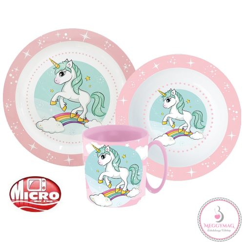 Unikornis Range étkészlet, micro műanyag szett bögrével 350 ml
