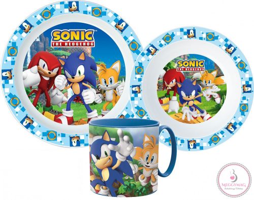 Sonic a sündisznó étkészlet, micro műanyag szett bögrével 265 ml