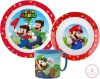 Super Mario Mushroom Kingdom étkészlet, micro műanyag szett bögrével 265 ml