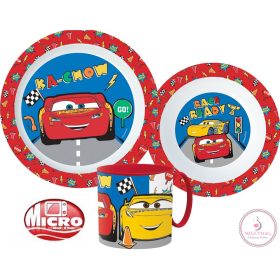   Disney Verdák Lets Race étkészlet, micro műanyag szett bögrével 265 ml