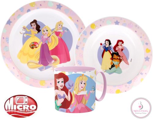 Disney Hercegnők True étkészlet, micro műanyag szett bögrével 265 ml