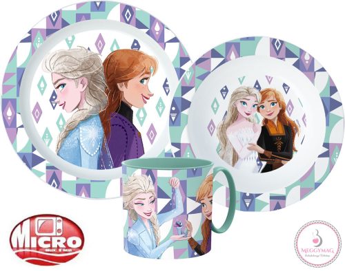 Disney Jégvarázs Ice Magic étkészlet, micro műanyag szett bögrével 265 ml