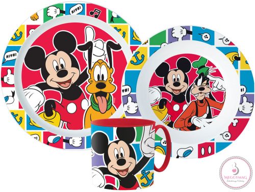 Disney Mickey Better Together étkészlet, micro műanyag szett bögrével 265 ml