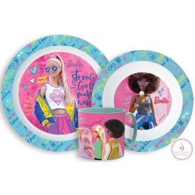   Barbie Stylish étkészlet, micro műanyag szett bögrével 265 ml