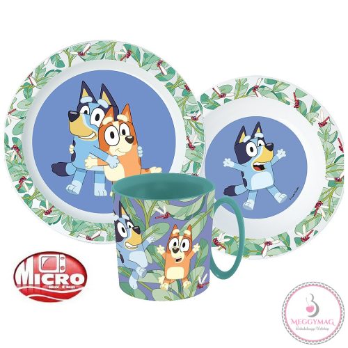 Bluey Leaves étkészlet, micro műanyag szett bögrével 265 ml