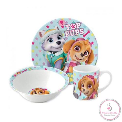 Mancs Őrjárat Girl Stars porcelán étkészlet Díszdobozban