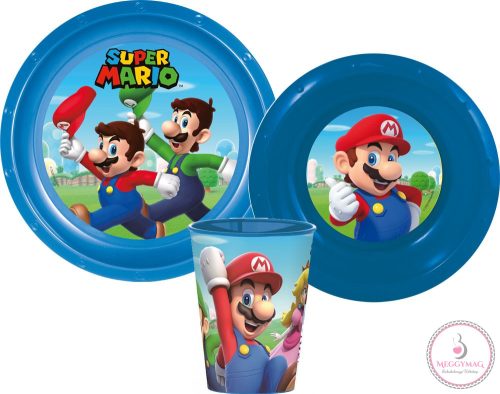 Super Mario Mushroom Kingdom étkészlet, műanyag szett