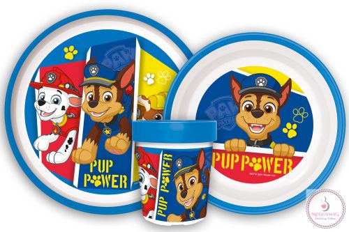 Mancs Őrjárat Pup Power csúszásmentes étkészlet, micro műanyag szett
