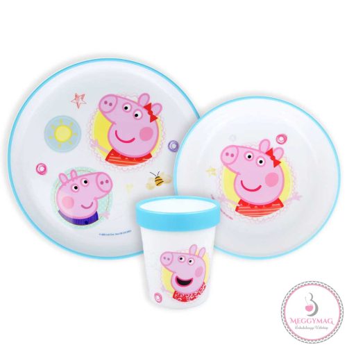 Peppa malac Core csúszásmentes étkészlet, micro műanyag szett