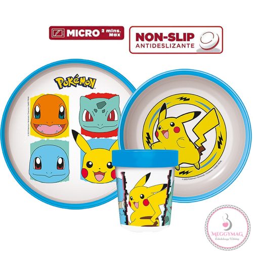Pokémon csúszásmentes étkészlet, micro műanyag szett
