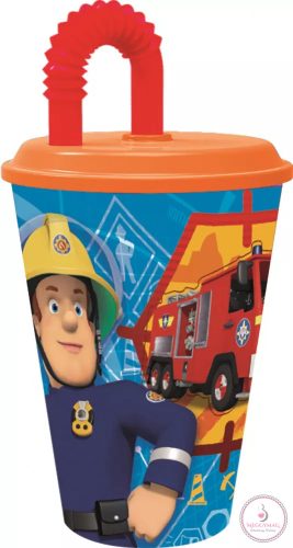 Sam a tűzoltó szívószálas pohár, műanyag 430 ml