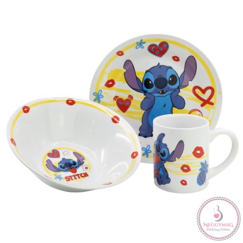 Disney Lilo és Stitch, A csillagkutya Heart porcelán étkészlet Díszdobozban