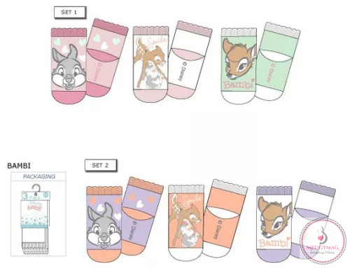 Disney Bambi baba zokni, 3 pár, 0-6 hó