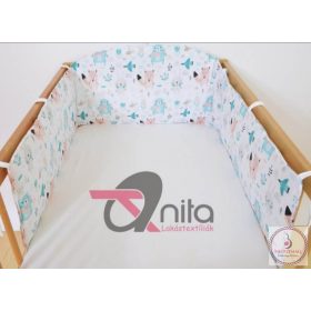 Rácsvédő, íves fejvédő kiságyba, erdei állatok 