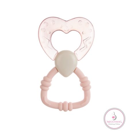 Canpol babies szív alakú hűsítő rágóka csörgővel pink