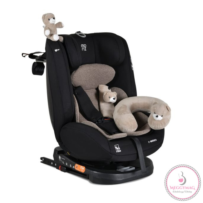 Moni i-MAXX autósülés, isofix, forgatható, 2 plüss+párna 40-150cm BÉZS, KÉSZLETEN A BOLTBAN!