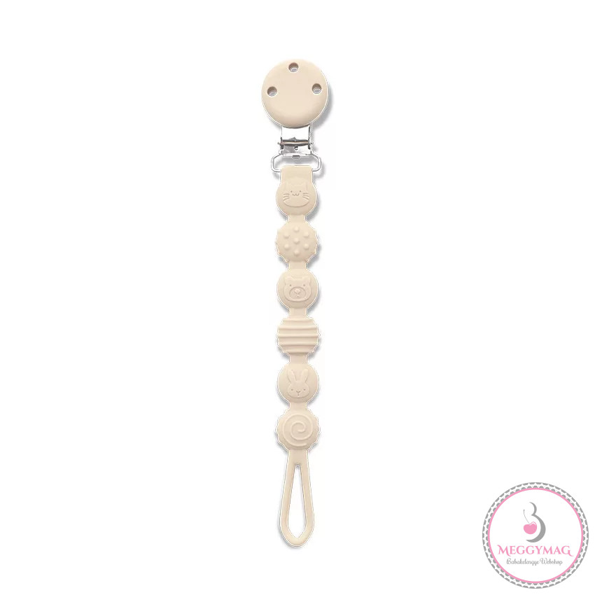 Lorelli természetes szilikon cumitartó lánc - Beige
