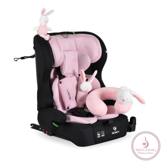 Moni SECURITY isofixes autósülés ajándék 2plüss+párna 76-150cm PINK
