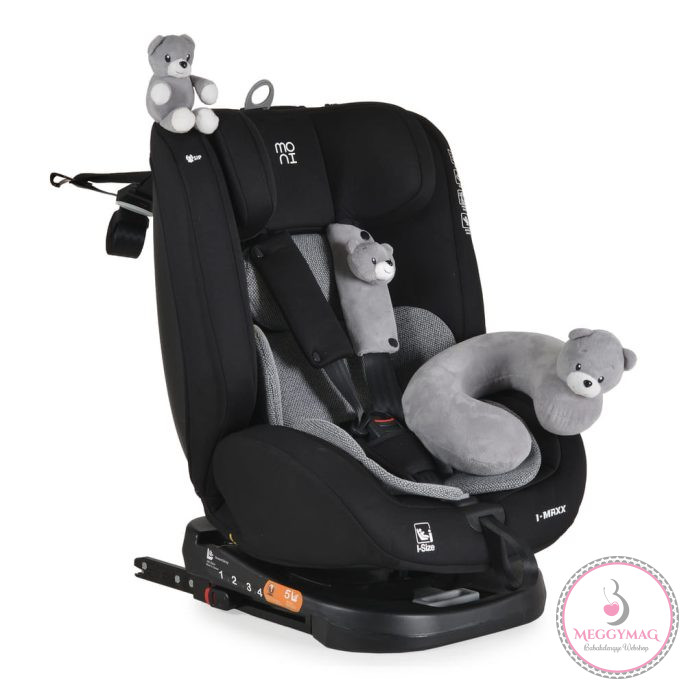 Moni i-MAXX autósülés, isofix, forgatható, 2 plüss+párna 40-150cm SZÜRKE, KÉSZLETEN A BOLTBAN!