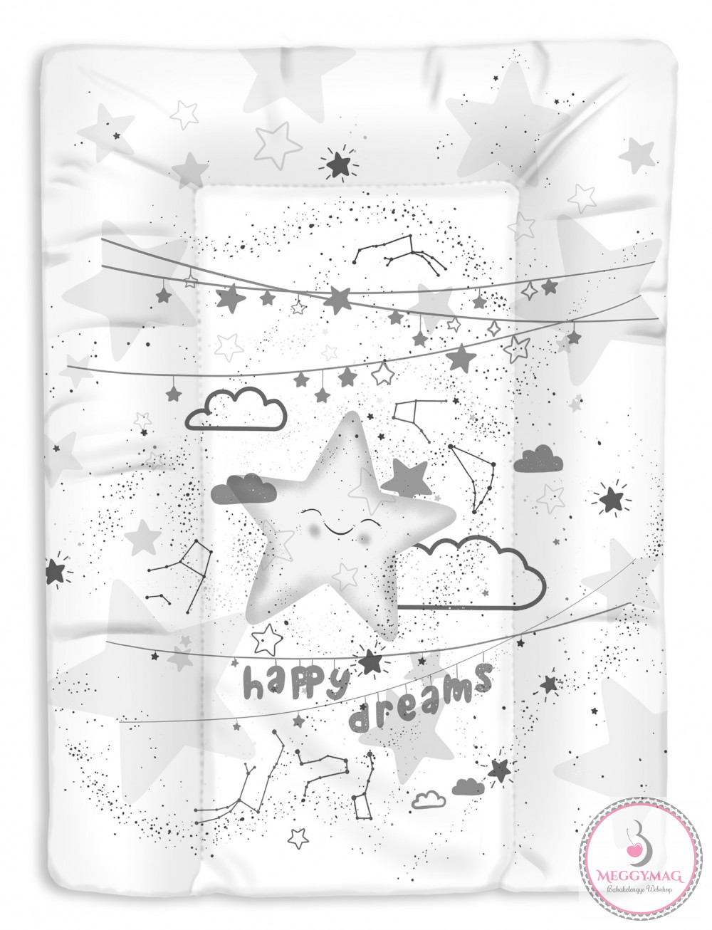 Pelenkázó lap puha kicsi 50*70 cm szürke csillag