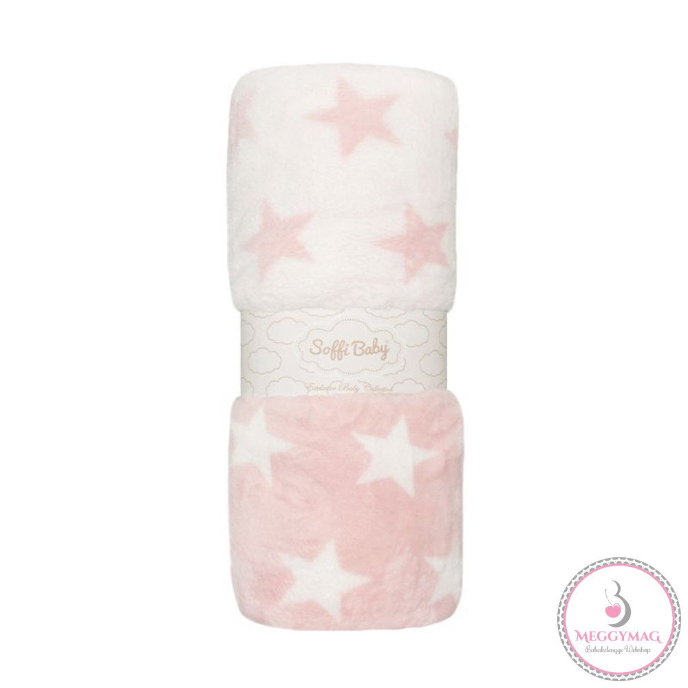 Soffi Baby takaró plüss dupla rózsa-fehér csillagos 75x100cm