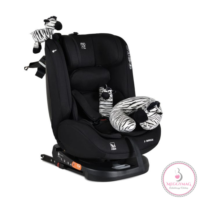 Moni i-MAXX autósülés, isofix, forgatható, 2 plüss+párna 40-150cm FEKETE