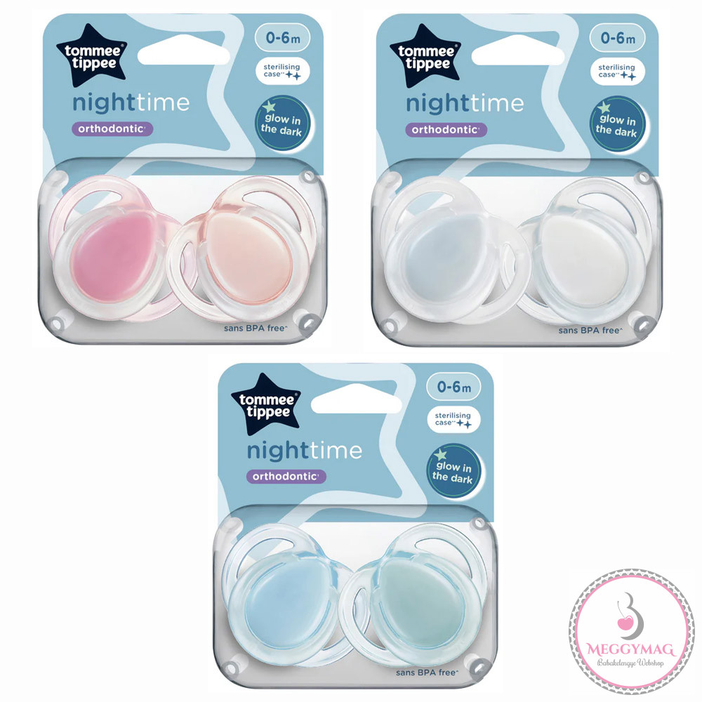 Tommee Tippee játszócumi CTN Night 2 db 0-6 hó pasztell, UTOLSÓ DARABOK!