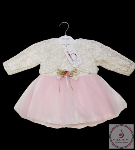 Alkalmi kislány ruha, koszorúslány ruha babáknak, rózsaszín, 86-os