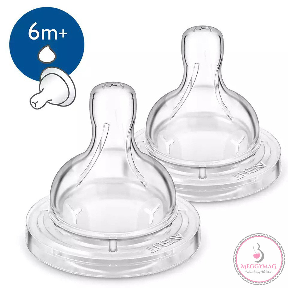Philips AVENT etetőcumi Classic Anti-Colic 2db y-vágású 6hó, UTOLSÓ DARAB!