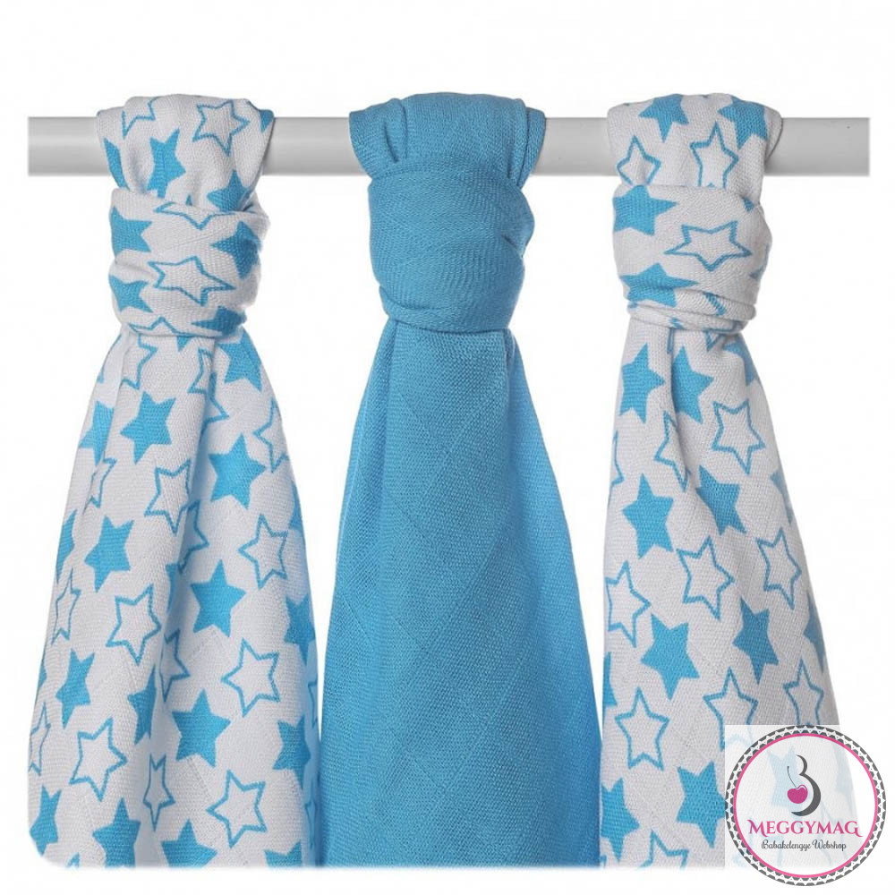 Xkko pelenka bambusz 70x70cm 3db kék kicsi csillagok UTOLSÓ DARAB!